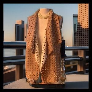 Multiples Women's Boho Hobo Chic Country Western Faux Sherpa Lined Vest Sz PL